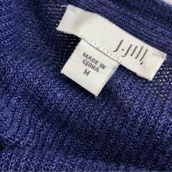 J. Jill v-neck sweater linen blend lightweight lapis purple blue pocket Medium - Picture 8 of 11